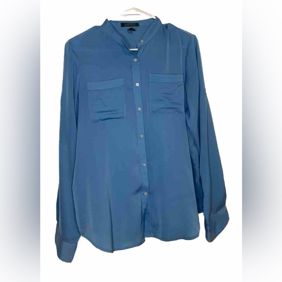 Lauren Ralph Lauren Tops - LAUREN RALPH LAUREN Women Thin Lite Comfy Blouse Rich Dim Blue Sz L